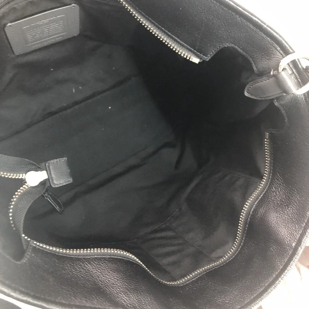 COACH Perry Business Tote Crossbody Strap‎ Gray Cream Black Leather 57568 laptop